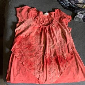 Ruffled Orange Puff Sleeve Blouse